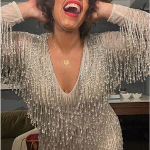 Crystal Embellished Tassle Dress